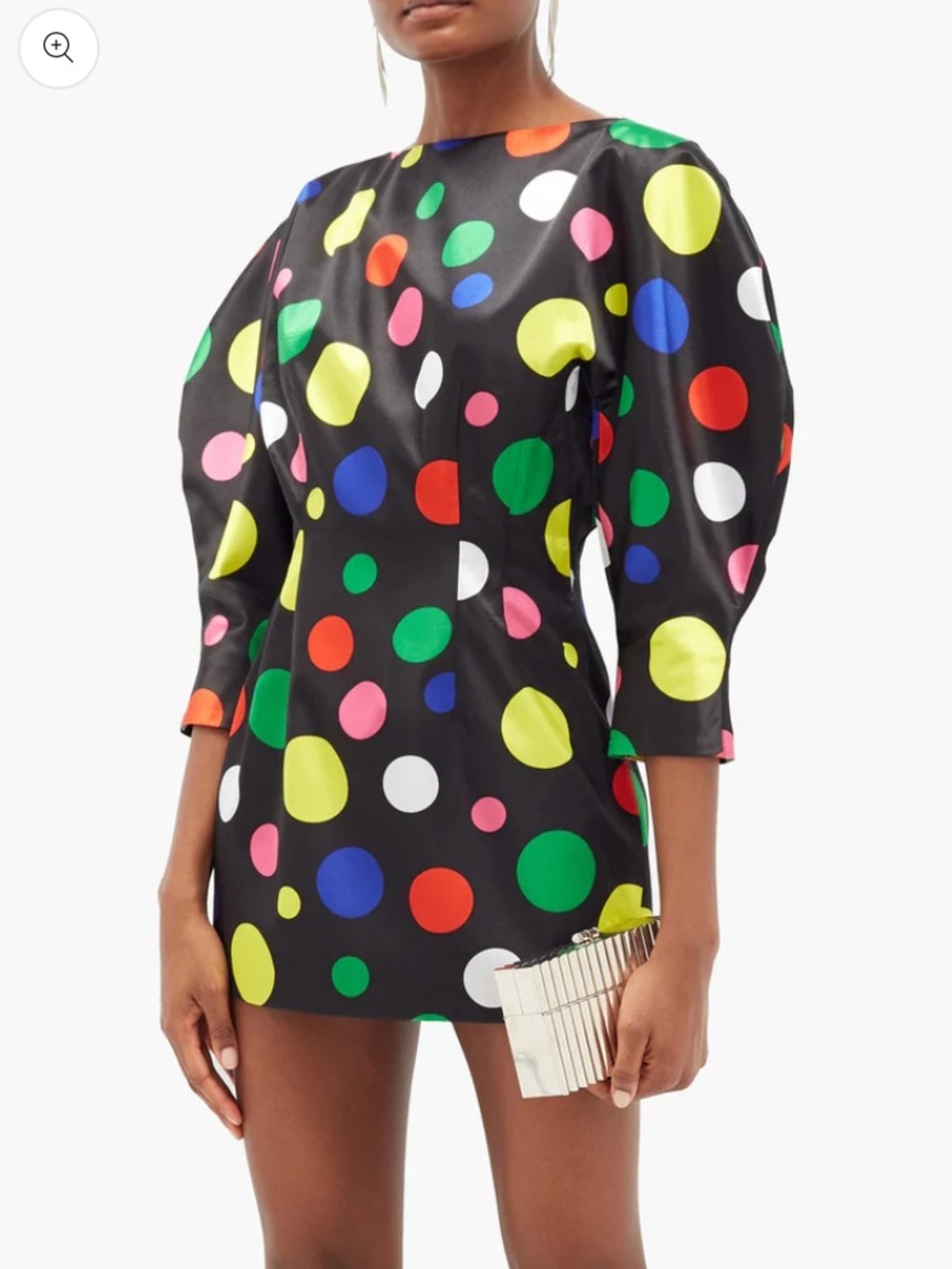 Elzinga Black Mini Dress with Multicolor Polka Dots